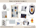 Cot Duvet Bedding Winnie The Pooh Navy Patchwork