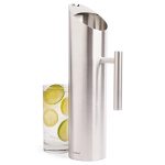 Vonshef Stainless Steel Water Jug With Ice Guard 1.7L Carafe W brushed Finish 3 Pint Pitcher For Cold Beverages Perfect For Iced