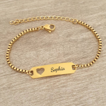 Sophia Personalized Gold Stainless Steel Bracelet Adjustable Size 16-21CM Ready In 3 Days