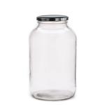2 Litre Clear Glass Catering Jar With Black Metal Lid 82MM Twist