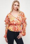 Guess Long Sleeve Saskika Drapy Top - Botanical Sunrays Print