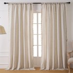1PC Solid Khaki Rod Pocket Curtains With Tassel Bohemian Curtain For Living Room Office Home Decor