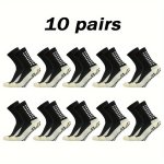10PCS Soccer Socks With Non-slip Silicone Grip - Breathable Mid-calf Athletic Crew For Outdoor Sports & Fitness