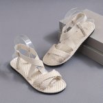 Women's Solid Color Elegant Sandals Crisscross Elastic Band Lightweight Vacation Shoes Summer Beach Shoes