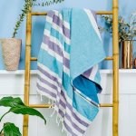 Royal Stripe Backed Fouta - Green Purple