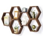 Hexagon Floating Shelves Set Of 6 Farmhouse Honeycomb Wall Storage Shelf Wood Display Hexagonal Shelves Wall Mounted Hanging Rus
