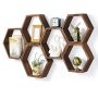 Hexagon Floating Shelves Set Of 6 Farmhouse Honeycomb Wall Storage Shelf Wood Display Hexagonal Shelves Wall Mounted Hanging Rustic Shelf Racks For Be