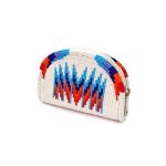 Beaded Coin Purse Change Purse For Women Zippered Change Pouch Wallet Small Leather Pouch Designer Key Pouch White