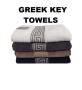 Simon Baker - Greek Key Bath Towels 600 Gms Various Colours - 70CM X 130CM - Grey / 70CM X 130CM