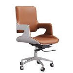 Modern Swivel Pu Leather Living Room Chair With Bentwood Design