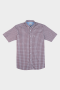 Slim Fit Check Short Sleeve Shirt - Burgundy - 3XL / Burgundy