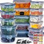 24PCS Kitchen Storage Container Set - Microwave Safe Freshness-keeping Lunch Boxes With Labels & Marker Pen Meal Prep Containers Set With Lids Food Storage