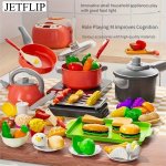 Delightful Pretend Play Kitchen Play Set Cookware Cutlery Pressure Cooker Induction Cooker Cut And Play Food Perfect Learning Gi