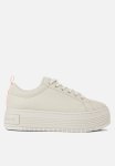 Calvin Klein Bold Flatf Low Laceup Leather - Eggshell shocking Orange