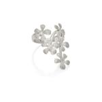 Two Stem Blossom Ring - White Gold Vermeil