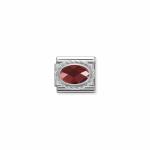 Composable Classic Link Oval-shaped Faceted Red Stone And Silver