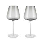 - Red Wine Glasses Belo Handmade Grey black Smoke Colour - Set Of 2