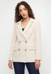 Lined Double Breasted Woven Blazer Jacket - Beige