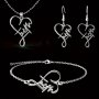 4pcs Retro Stainless Steel Faith Words Heart Shape Necklace Fashion Bracelet Earrings Set For Men