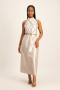 Siara Ombre Satin Midi Dress W/ Tie Back - Grey - S