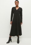 Long Sleeve Cut And Sew Wrap Dress - Black