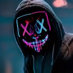 1PC Men's Halloween Mask LED Dual Color Mask Purification Mask Horror Mask Halloween LED Light Mask Carnival Role-playing Costume