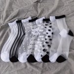 4 8 Pairs Thin Transparent Casual Socks Comfy & Breathable Mid Tube Socks Women's Stockings & Hosiery