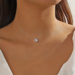 Simple Style Round Cut Zirconia Pendant Necklace Ladies Holiday Travel Dance Party Decor Luxury Necklace
