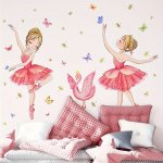 Ballet Dancer And Swan Butterfly Wall Decals - Self-adhesive Plastic Wall Stickers For Living Room And Bedroom Decor No Electric