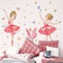 Ballet Dancer And Swan Butterfly Wall Decals - Self-adhesive Plastic Wall Stickers For Living Room And Bedroom Decor No Electricity Required - Cartoon Style