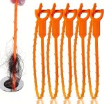 5-PACK Drain Clog Remover Tool Plastic Plumbing Snake Hair Removal Cleaner For Shower Kitchen Sink Bathtub And Bathroom Pipes Ha