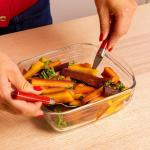 Cuisine Glass Square Roaster Dish With Lid Fridge And Freeze