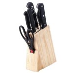 Kitchen Wooden Knife Holder With Knife Set