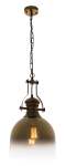 Satin Brass Pendant With Gold Glass