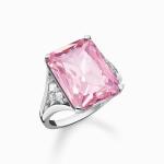 Ring With Pink And White Stones - Silver - 52
