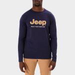 Jeep Mens Fashion Graphic Basic Long Sleeve T-Shirt In Navy - Navy 2XL