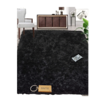 Smte New Premium Fluffy Carpet rug & Complementary Tieback And Keyring Charcoal Black With Keychain