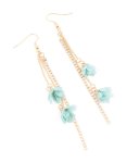 Goldair Gold Diamante Cup Chain Blue Mesh Flower Drop Earrings