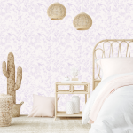 Lilac Tropical Toile Wallpaper - 1.2M Wide X 3M High Non-adhesive Requires Wallpaper Glue
