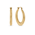 Yellow Gold & Sterling Silver Creole Earrings