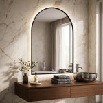Black Arched Led Bathroom Mirror 3CCT Dimmable Anti-fog Mirror