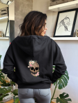 Floral Skull Summer Hoodie - Black - Small