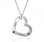 CNE103249 - Personalized Names & Birthstones Heart Necklace Stainless Steel