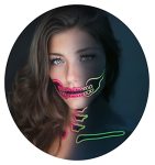 Tattoocrew 2 X Neon Skull Face Pink Temporary Tattoo Halloween Costume For Women And Men Adult Glow In The Dark