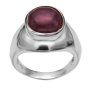 Handcrafted Broadband Solid Sterling Silver Ring With Ruby Cabochon Gem