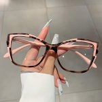 CAT Eye Clear Lens Glasses Color Block Fashion Decorative Glasses Computer Spectacles For Women