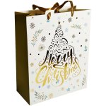 Merry Christmas White & Gold Gift Bag Large