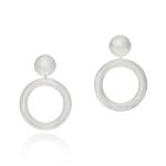 Orb Circle Donut Earrings - 18KT White Gold Vermeil
