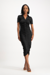 Bell A Short Sleeve Ruched Midi Dress - Black - XS