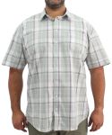 Mens Short Sleeve Check Shirt - 10XL Sage crem